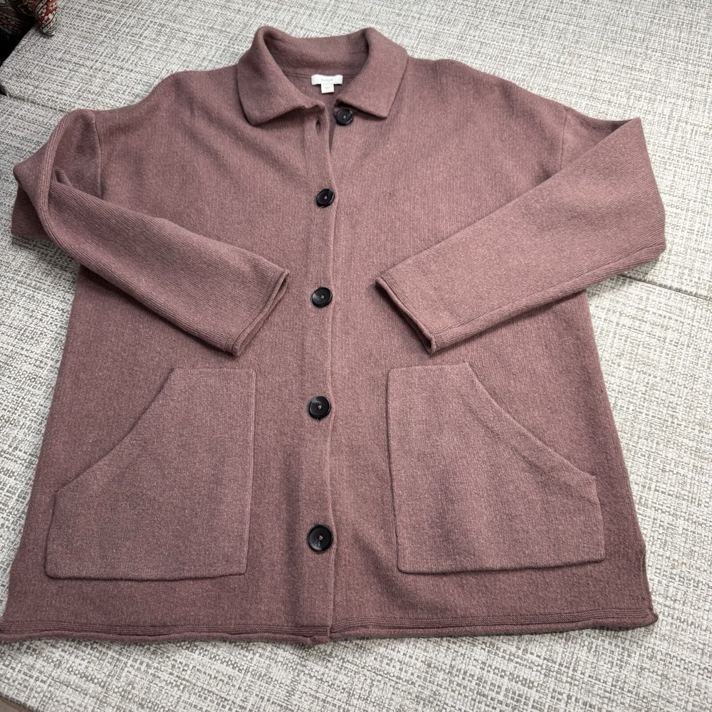 Pure Jill‎ Cardigan Sweater Jacket Chore Utility Pink Pockets Cotton Size Small - Picture 3 of 10